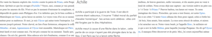 Article Achille dans le texte de Plaute