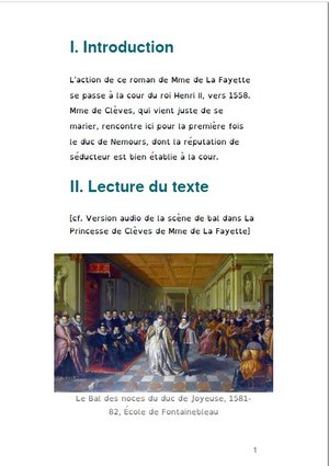 Version papier adapt&eacute;e du texte de la lecture analytique